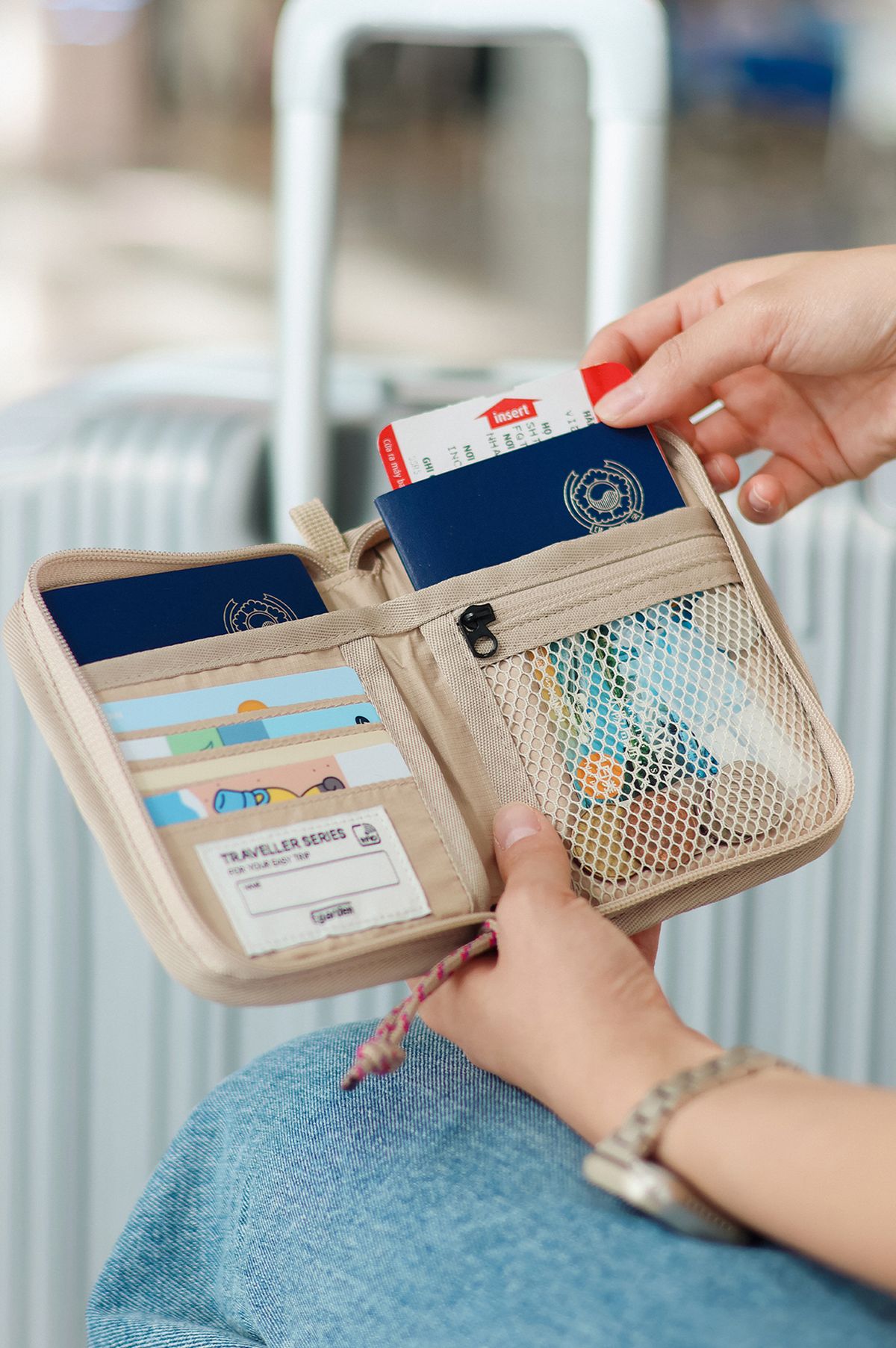 에가든(EGARDEN) 트래블러 패스포트 소프트 RFID 차단 안티스키밍 여권 케이스 지갑 - 핑크브라운