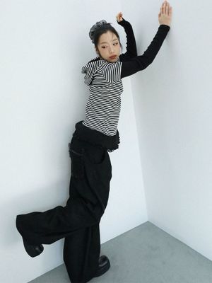 레이스 코듀로이 팬츠(블랙)