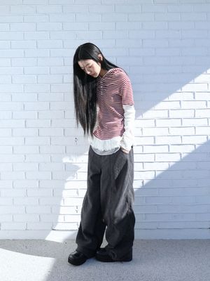 레이스 코듀로이 팬츠(차콜)