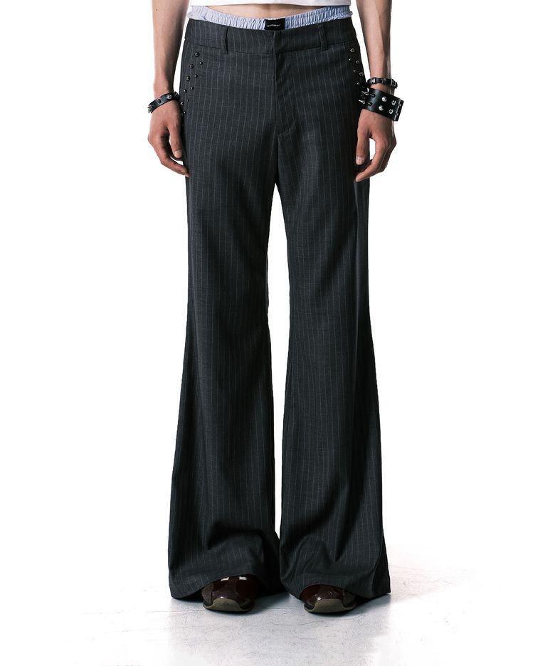 STUD STRIPE BOOTCUT TROUSERS CHARCOAL