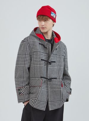 울 블렌드 더플 숏코트_체크