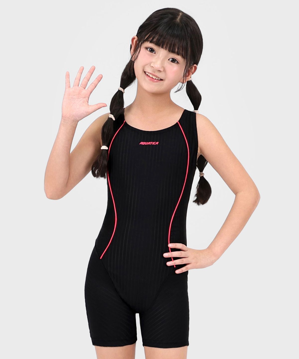 아쿠아티카(AQUATICA) 여아동 실내수영복 AQA121 일반용수경 파우치 코클립 6종세트