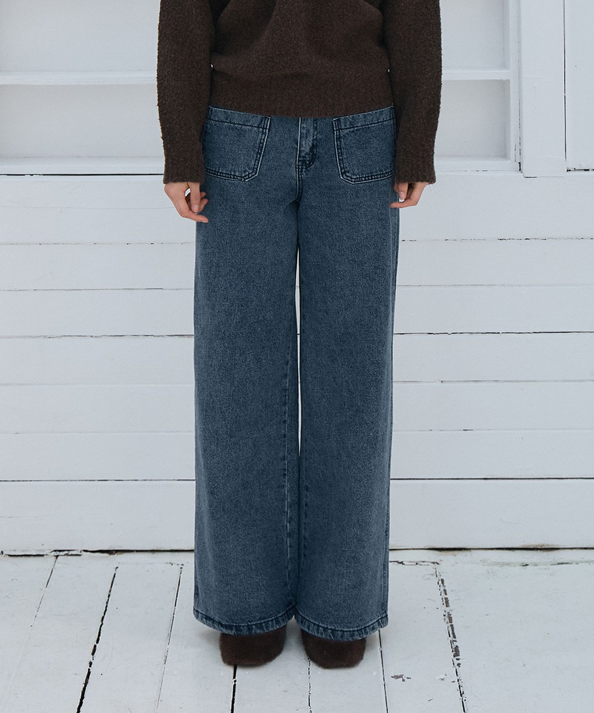 호와스(HOWUS) JANE POCKET DENIM PANTS (DEEP BLUE)