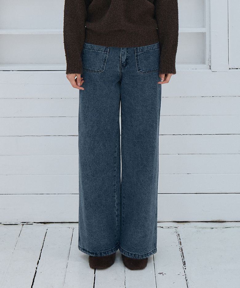JANE POCKET DENIM PANTS (DEEP BLUE)