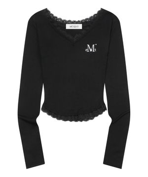 서니어 레이스 브이넥 긴팔 티 (3컬러)