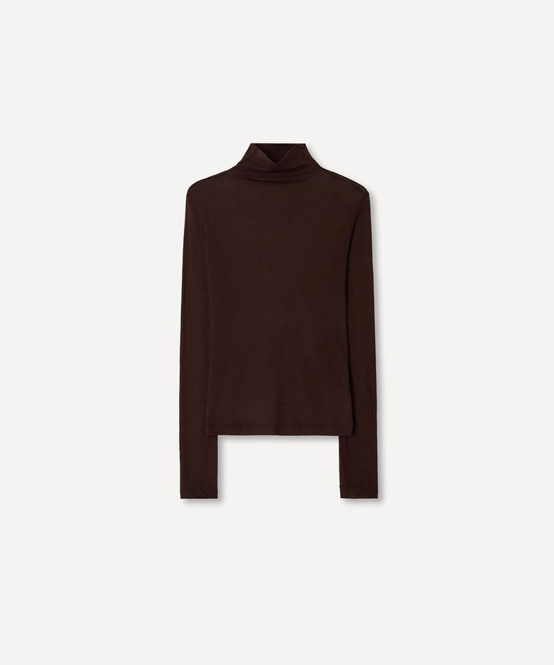 WOOL BLEND MOCK NECK T-SHIRT (WINE)