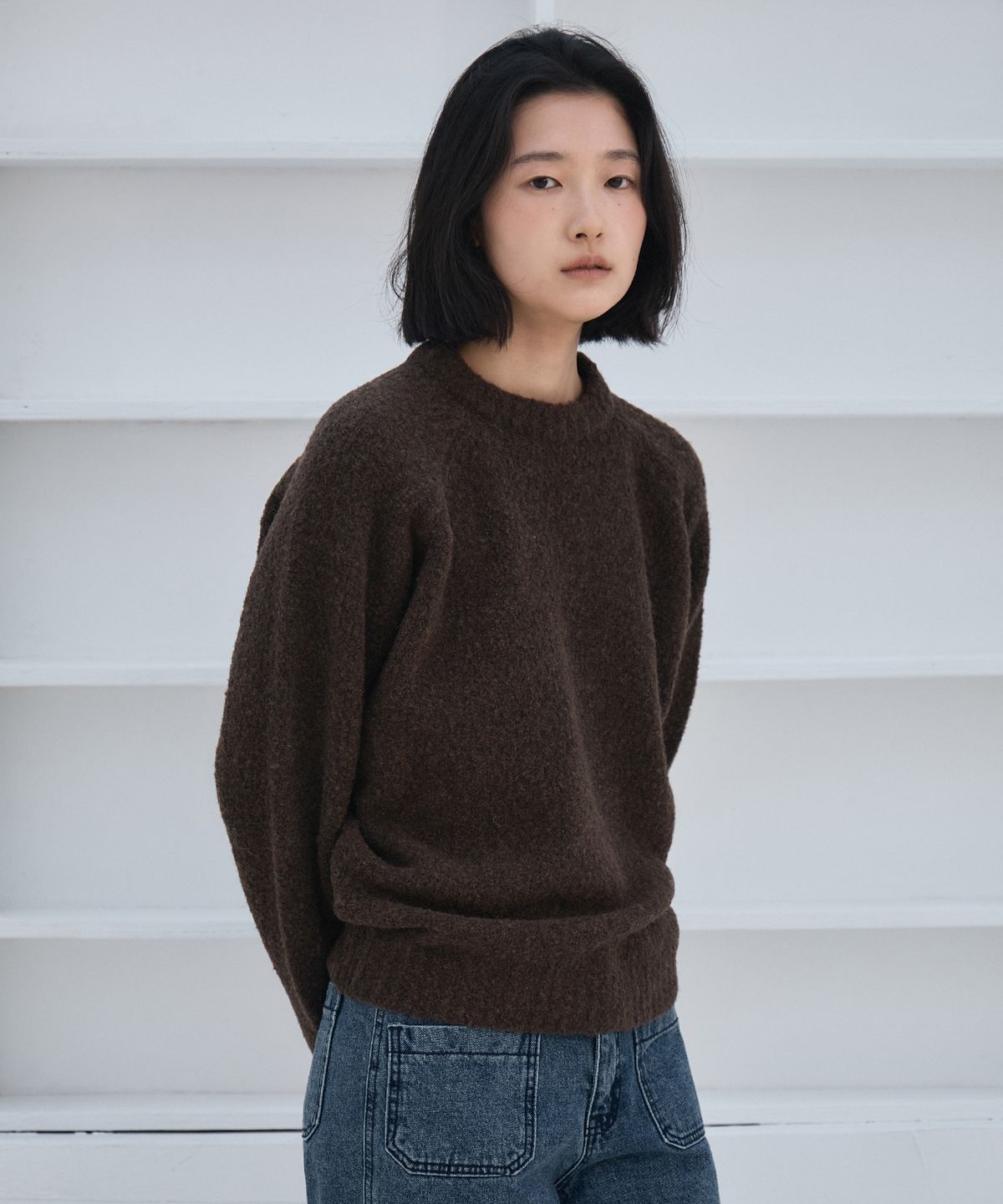 호와스(HOWUS) WOOL SOFT OVERFIT KNIT (BROWN)