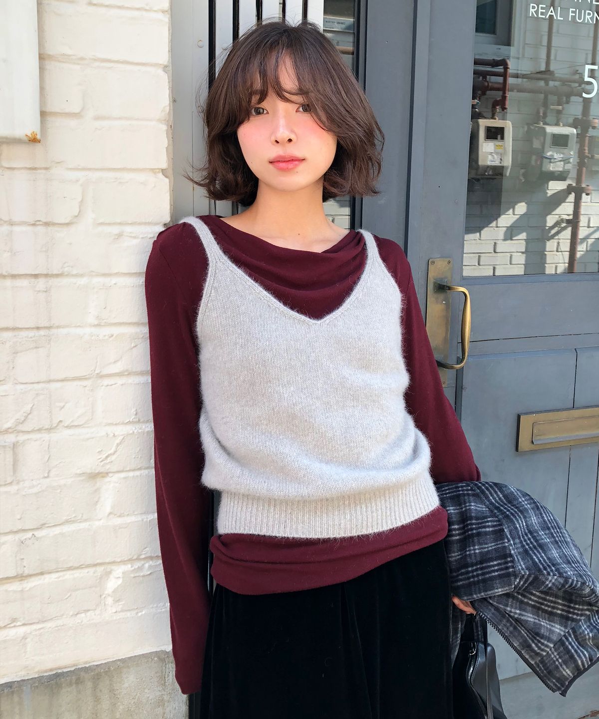 호와스(HOWUS) RACCOON KNIT BUSTIER (GRAY)