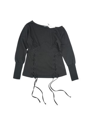 코르셋 원숄더 맨투맨 [블랙]