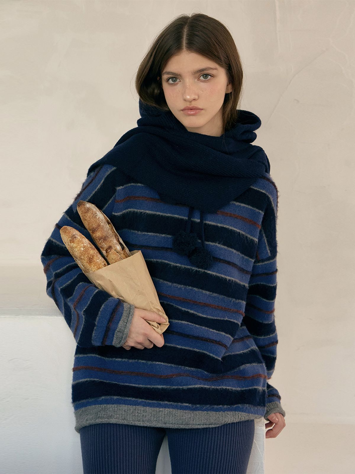 졸리앙볼(JOLIEENVOL) Hearth Stripe Sweater_hairy (Gris Marine STRIPE)