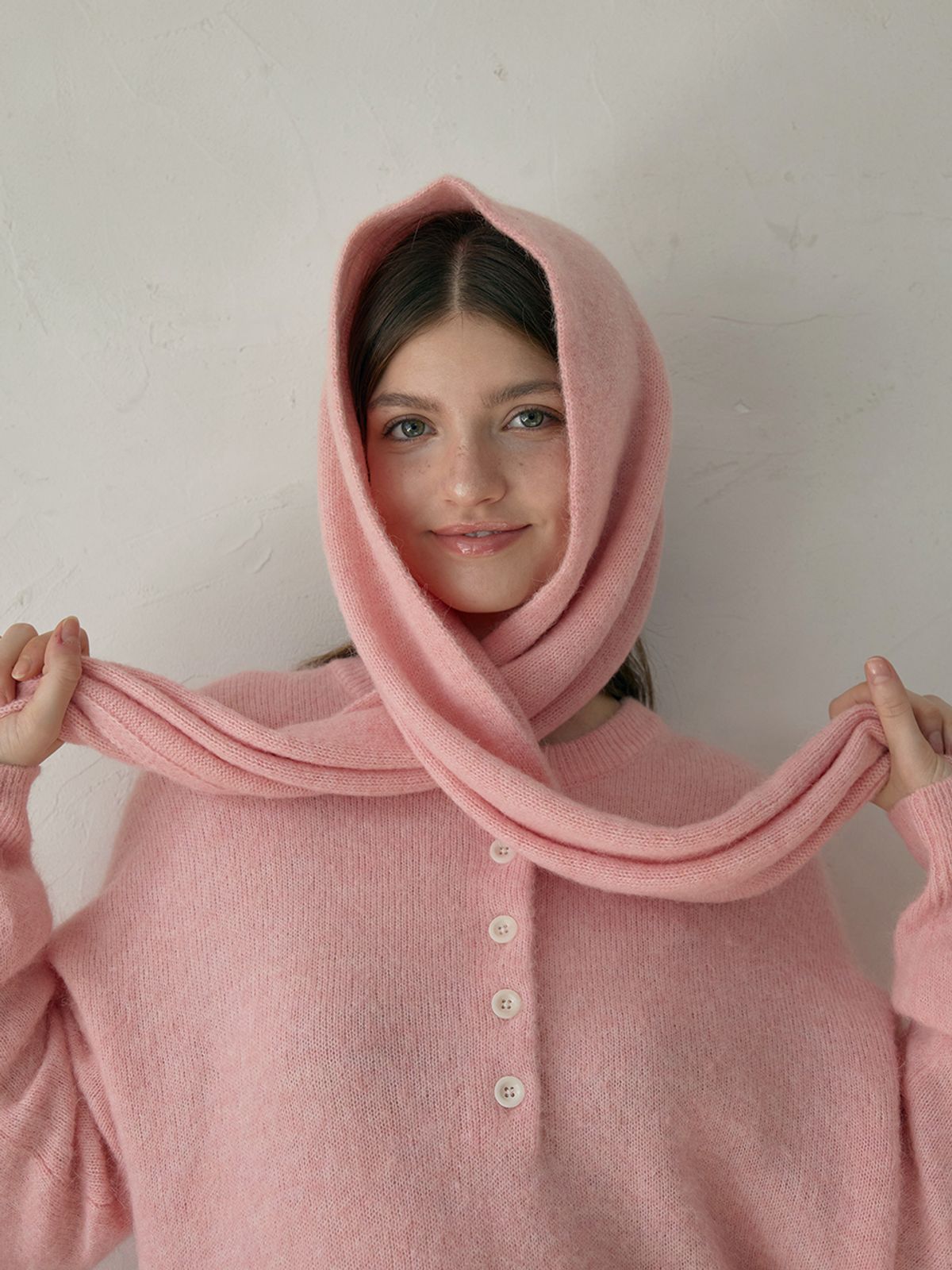 졸리앙볼(JOLIEENVOL) Alpaca Wool Muffler (Powdered Rose)