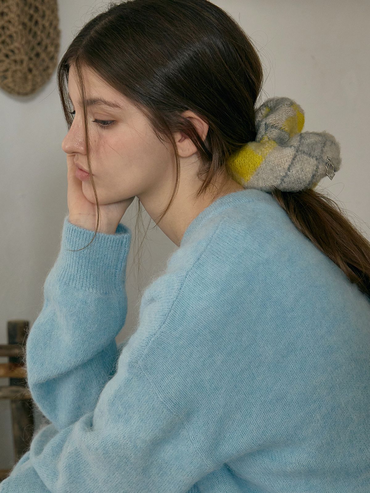 졸리앙볼(JOLIEENVOL) Hearth Check Scrunchie (Winter Lemon CHECK)