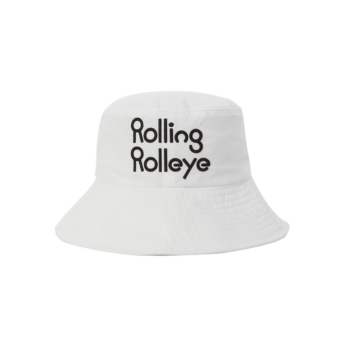 롤링롤라이(ROLLINGROLLEYE) 방수 버킷햇 화이트 빅폰트 브라운아이 Water-Resistant Bucket Hat White Big Font Brown Eye
