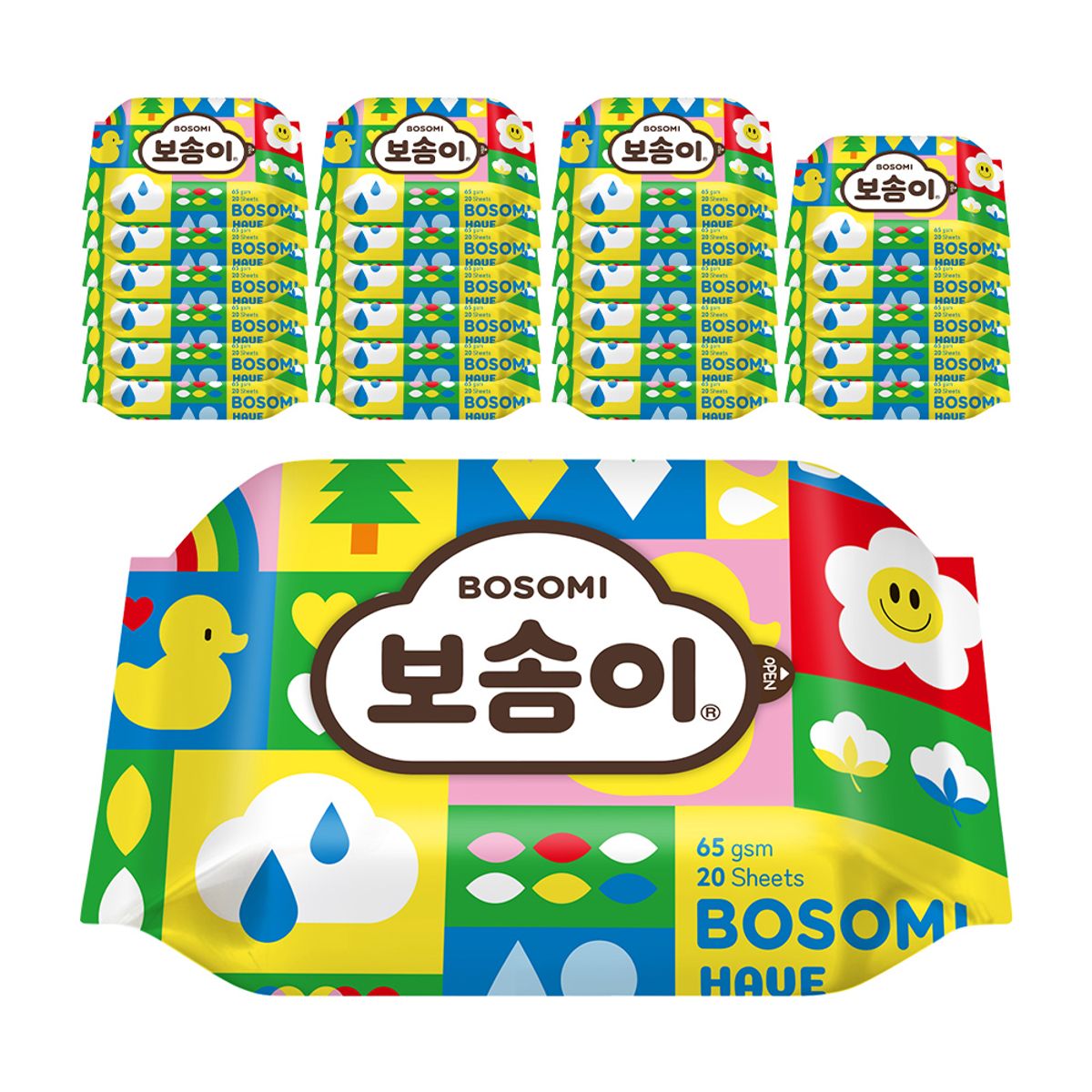깨끗한나라(KLEANNARA) 보솜이 아기물티슈 펀앤플레이 휴대용 20매 X 24팩