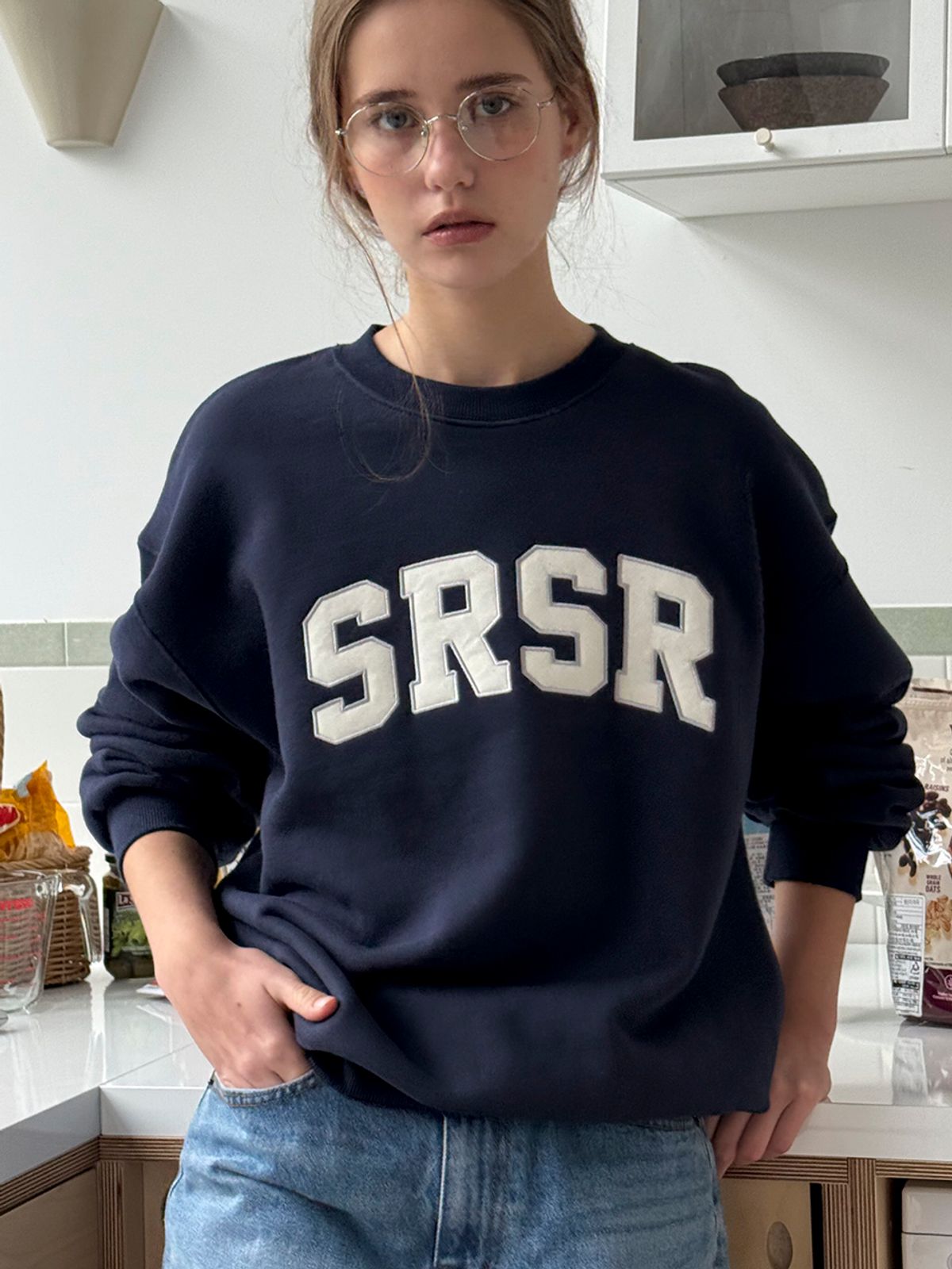 쏘이르(SO IR) [기모]SRSR SIGNATURE SWEATSHIRT - NAVY