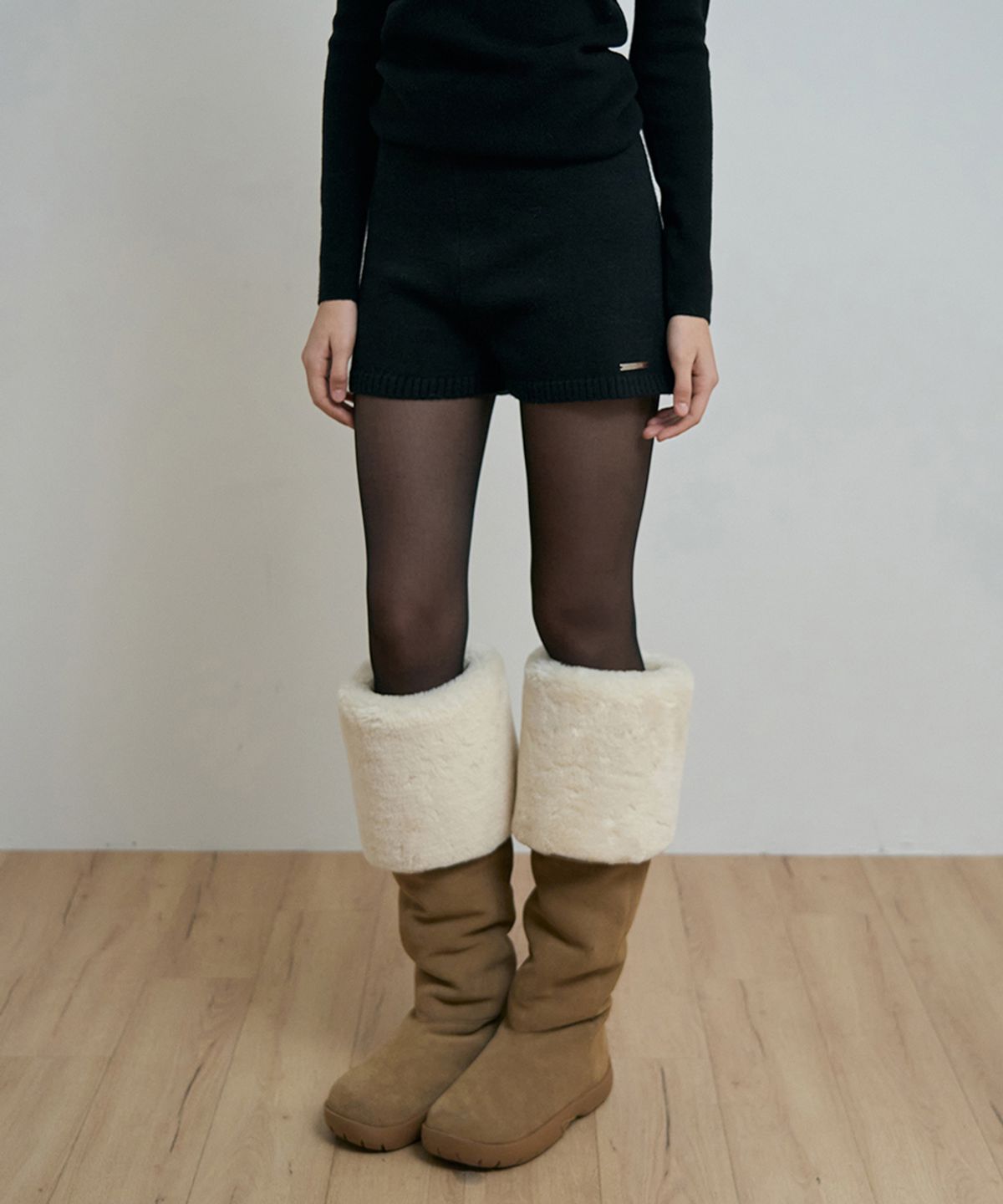 어패럴아카이브(APPAREL ARCHIVE) Elo wool knit shorts - Black