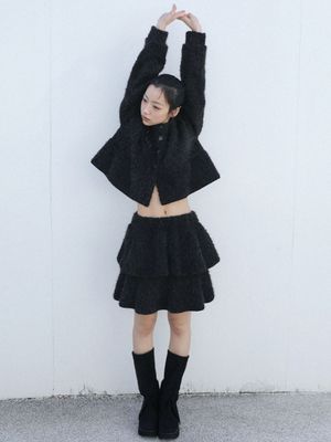 부클레 러플 스커트(블랙)