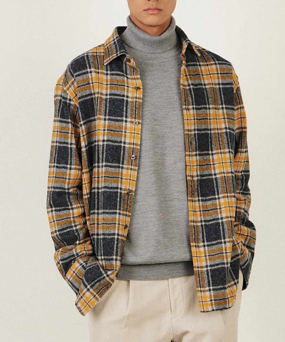 닥스셔츠(DAKS SHIRTS) 기모 면100 미디움체크 셔츠 루즈핏_DLW1SHCL184Y1