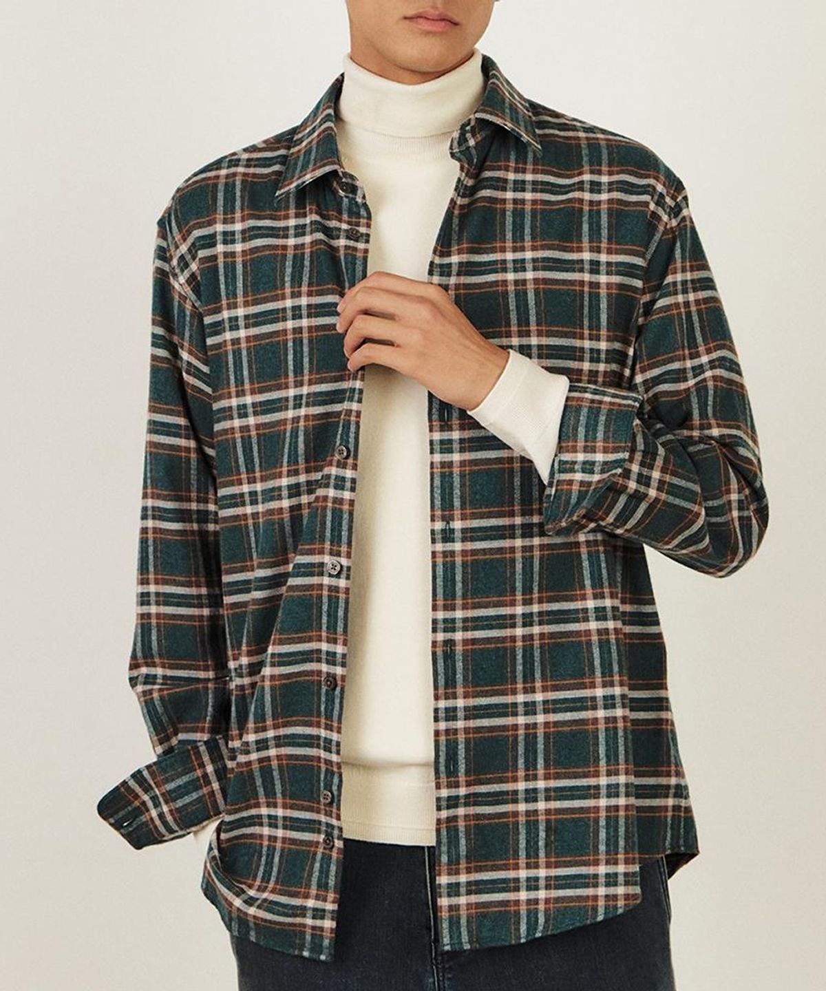 닥스셔츠(DAKS SHIRTS) 기모 면100 미디움체크 캐주얼 셔츠 레귤러핏_DLW1SHCL182E1