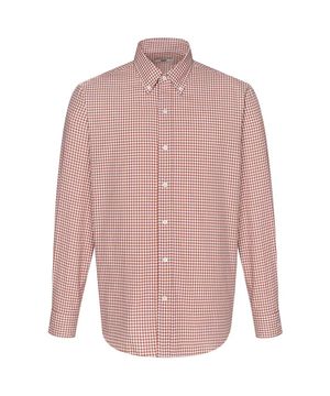 세미오버핏 코튼100 스몰 깅엄체크 셔츠 브라운