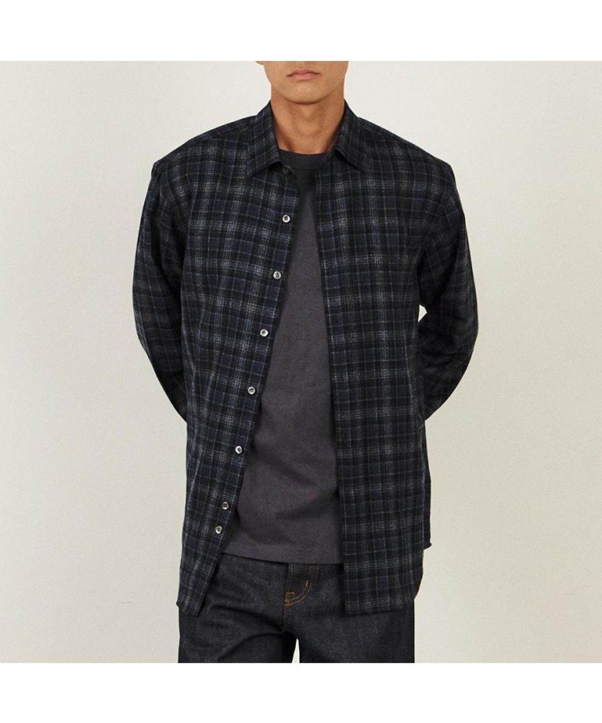 닥스셔츠(DAKS SHIRTS) 이지케어 울100 워셔블 미디움체크 셔츠 레귤러핏_DLW1SHCL173N1