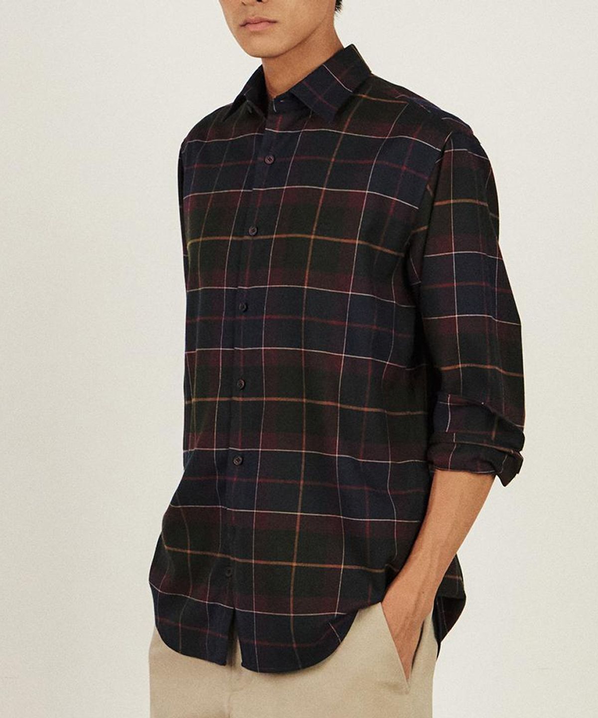 닥스셔츠(DAKS SHIRTS) 기모 폴리혼방 이지케어 미디움체크 셔츠 레귤러핏_DLW1SHCL105N1