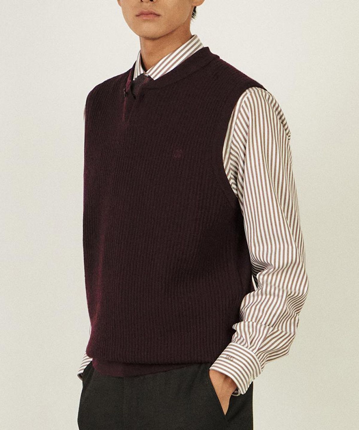 닥스셔츠(DAKS SHIRTS) 울100 헨리넥 베스트_DLW1SWVE101R1