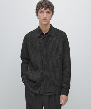 버튼 디테일 코튼 & 울 블렌드 니트 가디건