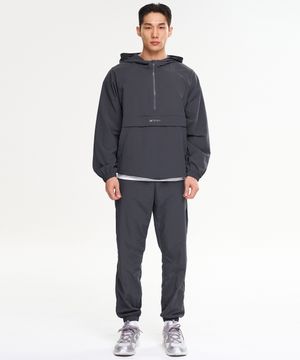 [SET] 캠프 우븐 바람막이 후드 집업 아노락 자켓 셋업 + 러닝 조거팬츠 세트 M 차콜
