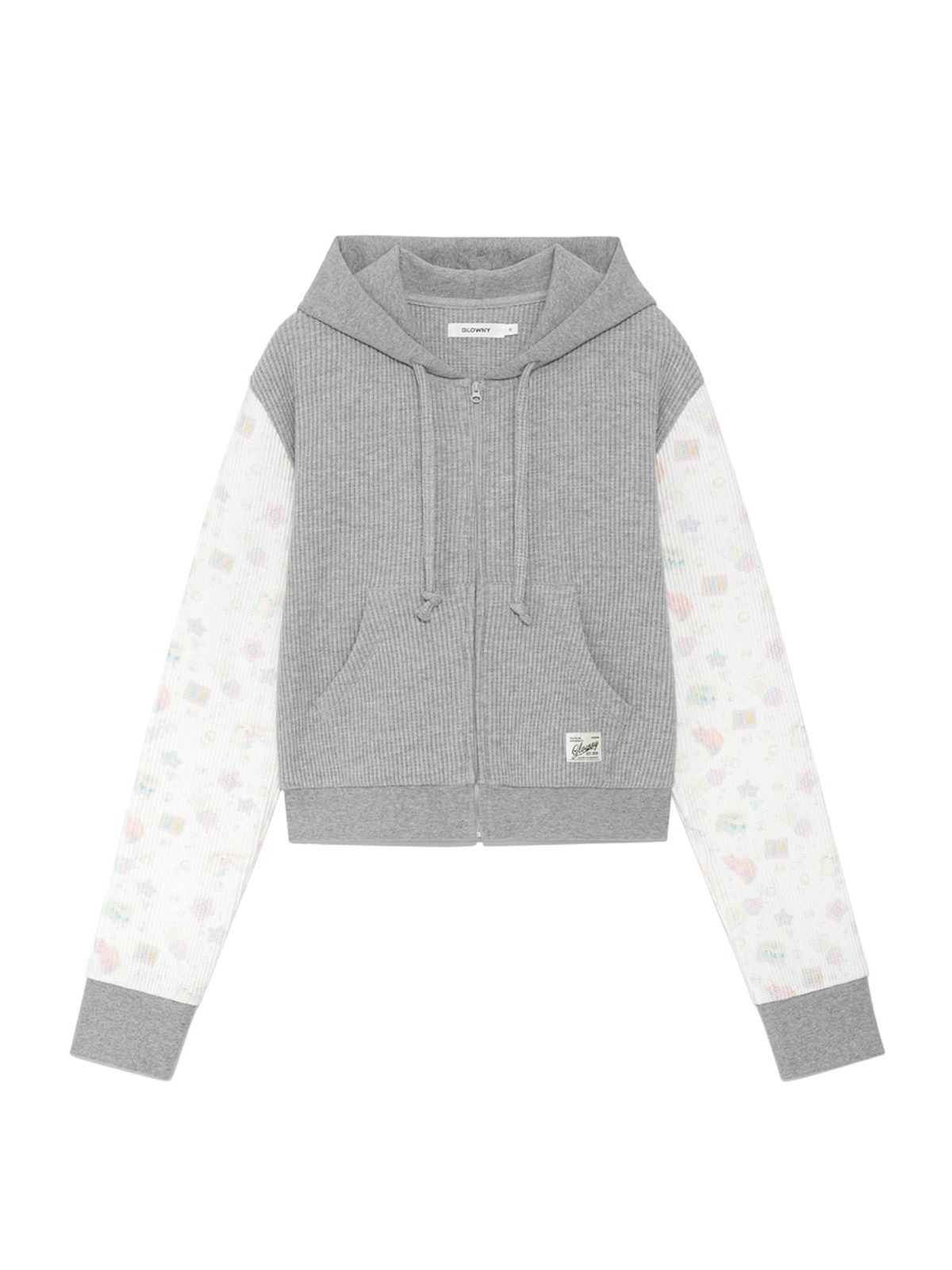 글로니(GLOWNY) CONTRAST DREAMY WAFFLE HOODIE (GRAY)