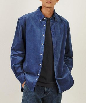 루즈핏 코듀로이 솔리드 셔츠 블루