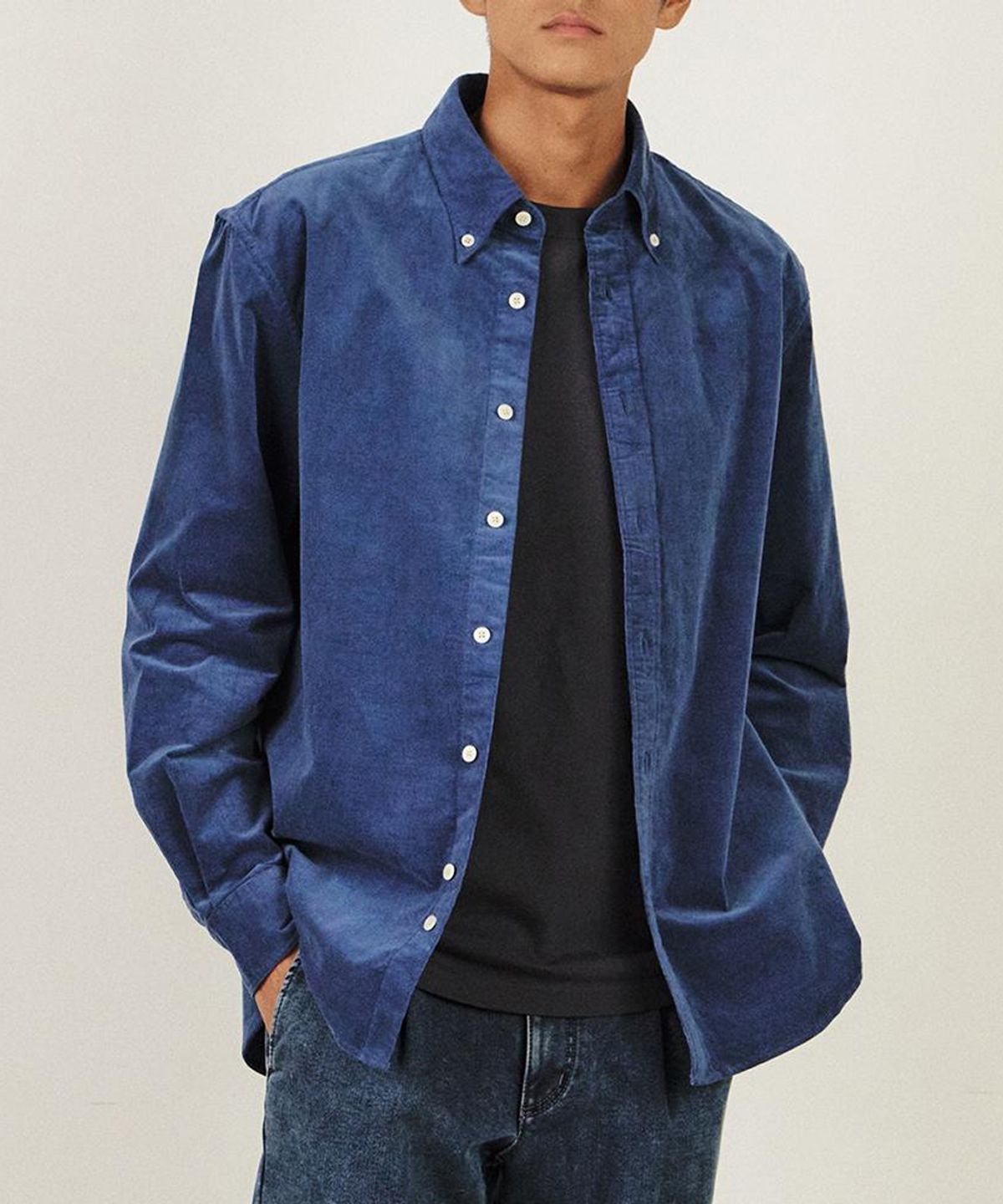 닥스셔츠(DAKS SHIRTS) 코듀로이 솔리드 캐주얼 셔츠 루즈핏_DLW1SHCL172B1