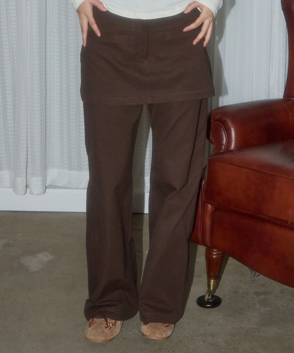 레터리(LETERIE) EMBROIDERED POCKET SKIRT PANTS_2COLOR