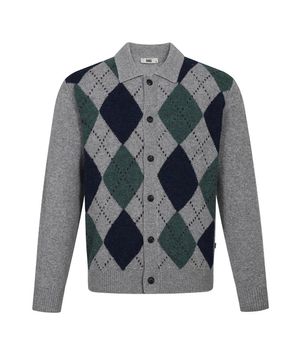 울100 아가일 카라 가디건 그레이