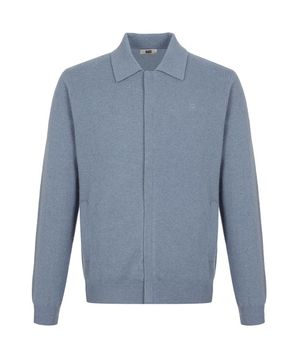 울혼방 솔리드 카라니트집업 블루