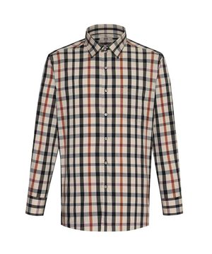 코튼혼방 미디움 하우스체크 셔츠 아이보리