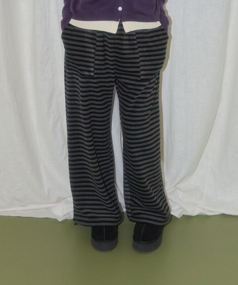 FLEECE STRIPE PANTS_GREY