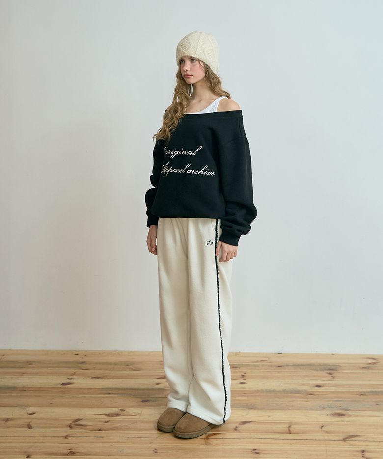 Snug terry line pants - Ivory