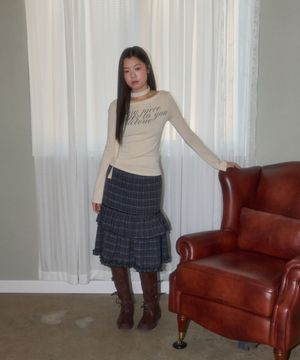 CHECK CANCAN MIDI SKIRT_BLUE