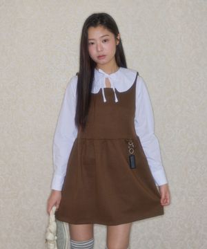 SQUARE NECK SLEEVELESS DRESS_BROWN