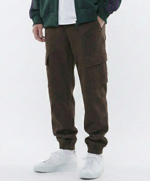데님 미니멀 스탠다드 카고조거 팬츠 브라운