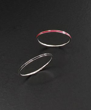 라인 에나멜 링 (블랙/레드) _ 925 silver