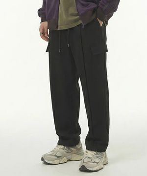 스냅 프론트 더블핀턱 카고조거 스토퍼