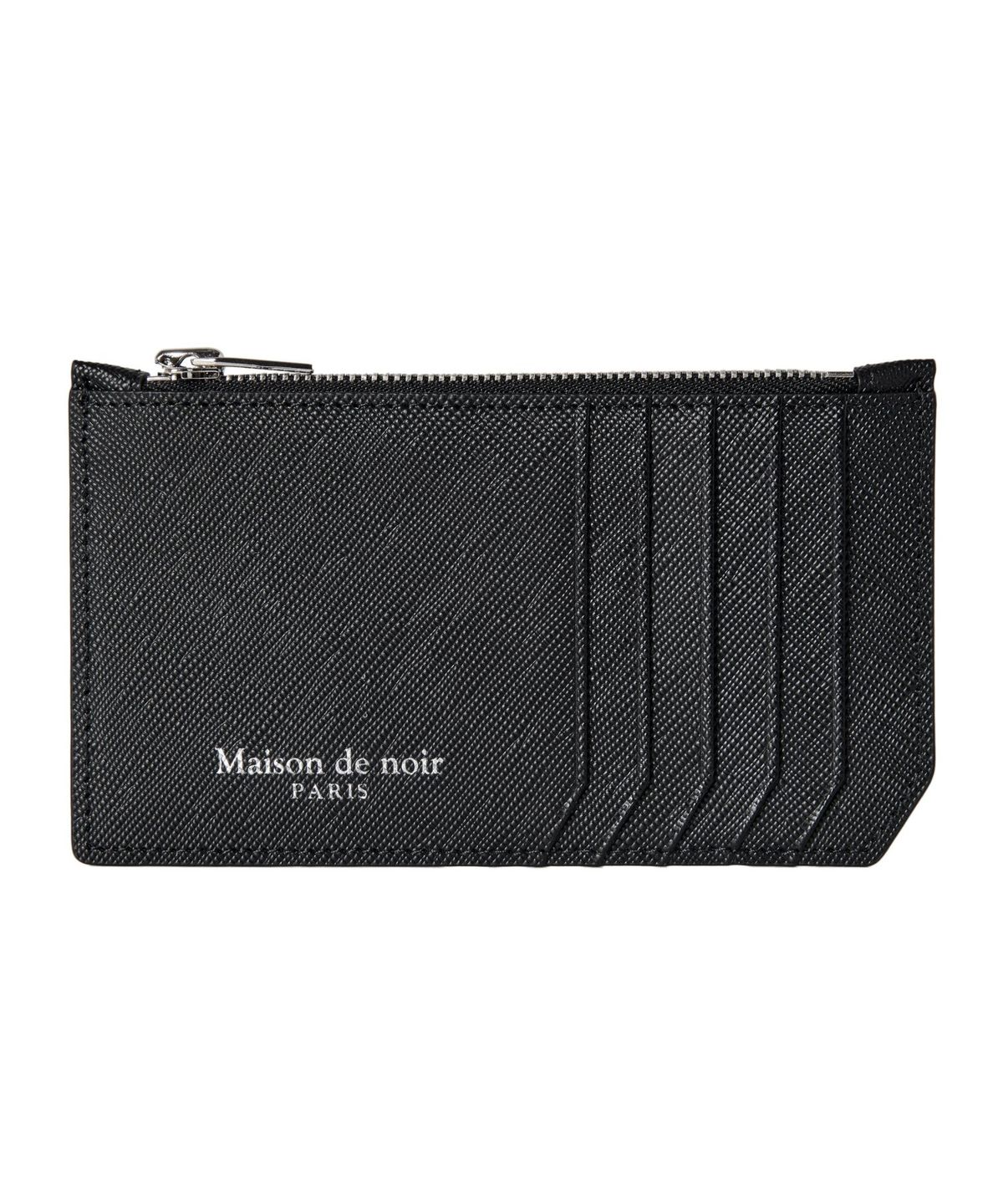 메종 드 누아(MAISON DE NOIR) LIGNÉE CUIR ZIP CARD WALLET SILVER