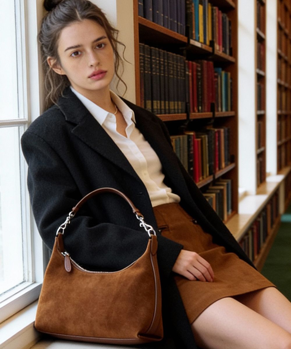 MUSINSA公式 | MATINCOX Velucia Suede Bag - Brown