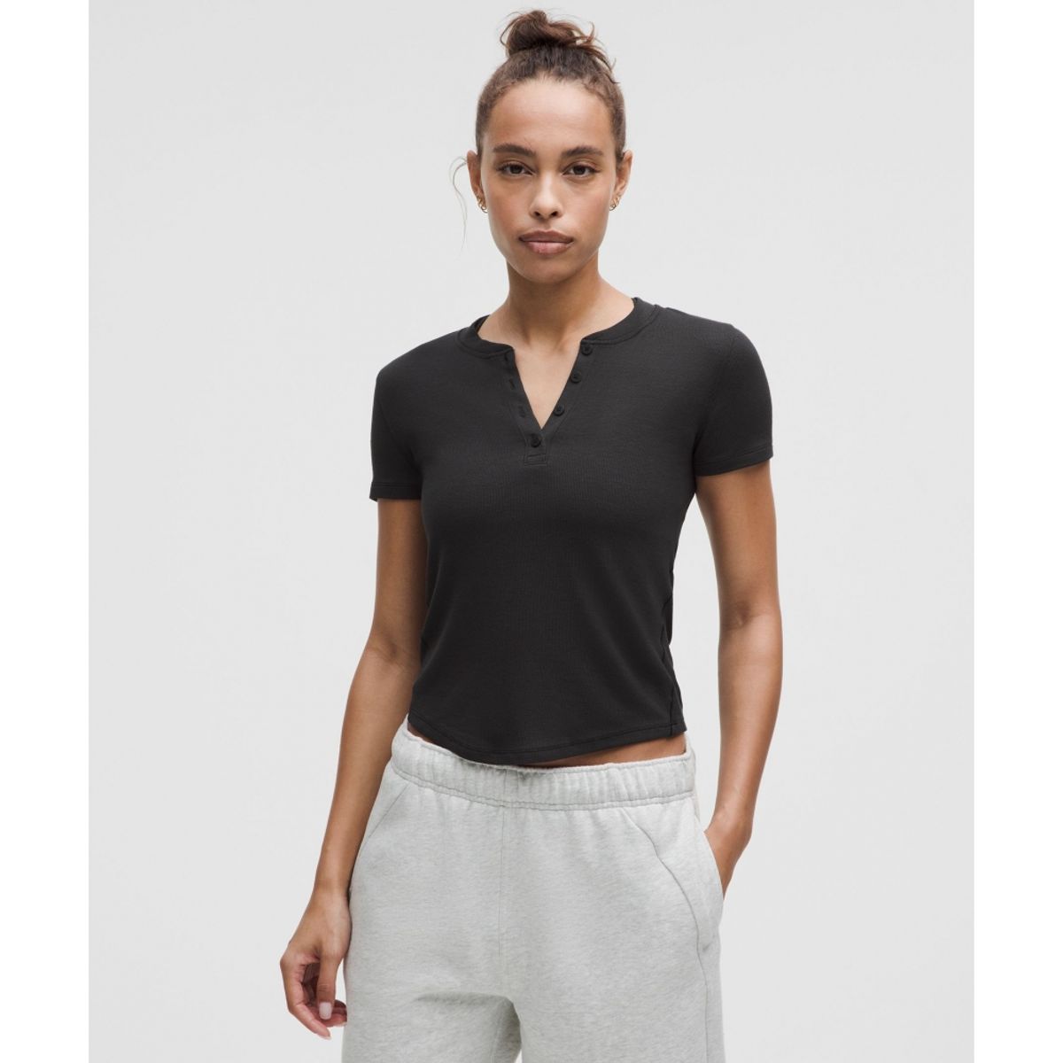룰루레몬(LULULEMON) 홀드 타이트 숏슬리브 헨리  BLK