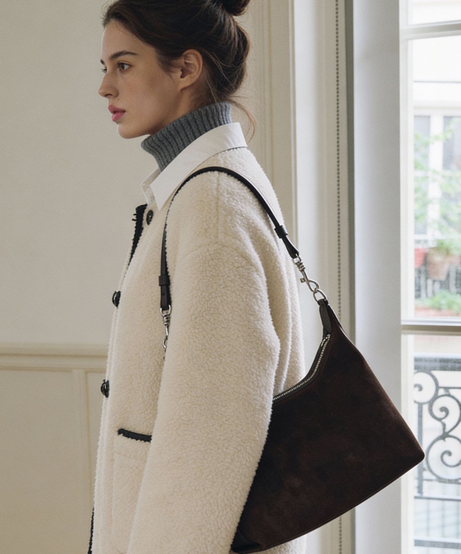 MUSINSA公式 | MATINCOX Velucia Suede Bag - Darkbrown