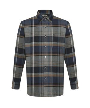 기모 라지체크 셔츠 네이비