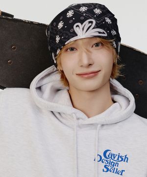 CAVISH × KickFlip Donghwa FLOWER DRAWING BANDANA BLACK(CV2FFUAB60C)