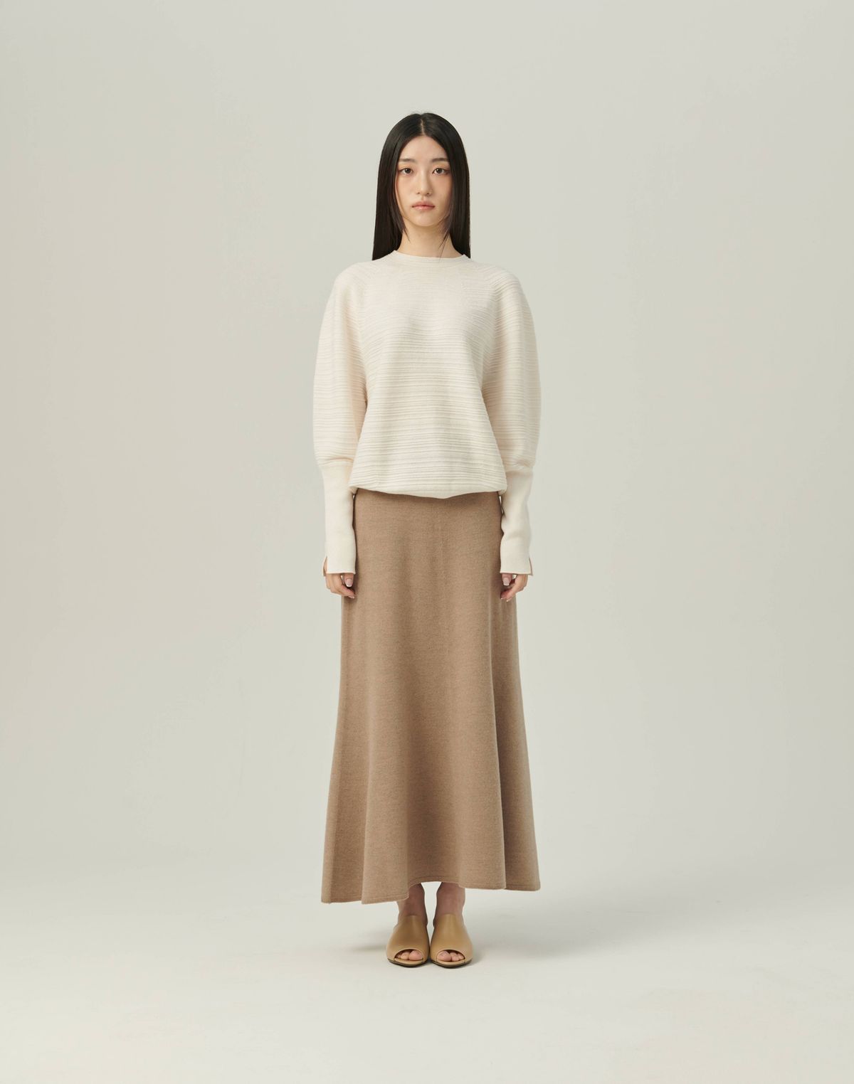 베이스스레드(BASETHREAD) Horizontal Texture Wool Pullover_IVORY